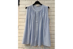 Top fluide sans manches blanc bleu rose - Bleu