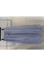 Pantalon fluide rayé bleu beige - Bleu