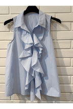 Chemise sans manches à volants cascade - Bleu
