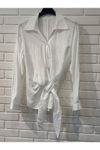 Chemise portefeuille fluide à ceinture nouée - Blanc
