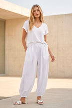 Pantalon Bohème Fluide Lora Confort Estival - Blanc