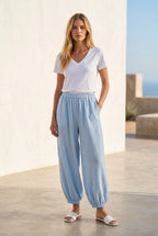 Pantalon Bohème Fluide Lora Confort Estival - Bleu