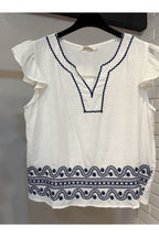 Top Bohème Brodé Lora Esprit Soleil - Blanc