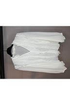 Blouse fluide volantée col V léger - Blanc