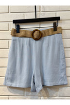 Short fluide taille haute ceinturé - Bleu